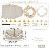 DIY Purse Making Kits, including Imitation Leather Craft Fabric, Imitation Pearl Bag Straps and Iron Findings, Linen, 21x13x6cm
