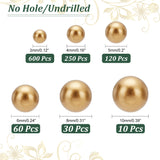 1070Pcs 6 Styles ABS Plastic Imitation Pearl Beads, Matte Style, No Hole/Undrilled, Round, Dark Goldenrod, 3~10mm