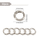 32Pcs Zinc Alloy Spring Gate Rings, O Rings, Platinum, 20x3.5mm, Inner Diameter: 13mm