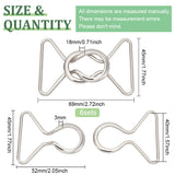 6Pcs Alloy Belt Buckles, Belt Clasp for DIY Woman Belt Accessories, 8 Shape, Platinum, 69x45x18mm