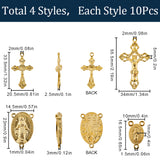 DIY Religion Theme Jewelry Making Findings Kit, Including Tibetan Style Alloy Chandelier Component Links & Pendants, Oval & Cross, Golden, 40Pcs/box