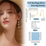 10 Pairs 925 Sterling Silver Earring Hooks, Ball End Ear Wire, with 50Pcs Plastic Ear Nuts & S925 Stamp, Real 18K Gold Plated, 16.5x12~13mm, Hole: 2mm