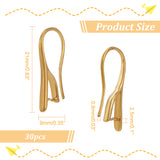 30Pcs Brass Earring Hooks, Ear Wire with Pinch Bails, Raw(Unplated), 21x9x2.5mm, Pin: 0.8mm