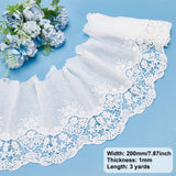 Cotton Lace Embroidery Flower Fabric, for Tablecloth Clothing Accessories, White, 20x0.1cm, 3 yards/bag