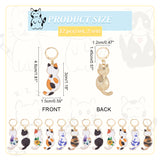 Alloy Enamel Cat Pendant Stitch Markers, Crochet Leverback Hoop Charms, Locking Stitch Marker with Wine Glass Charm Ring, Mixed Color, 4.6cm, 6 colors, 2pcs/color, 12pcs/set