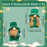 2Pcs 2 Style Saint Patrick's Day Cloth Gnome Faceless Doll, for Home Party Ornaments Decorations, Green, 190x125x80mm, 1pc/style