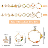 20Pcs 10 Style Alloy Enamel Pendants, with Rhinestone and ABS Imitation Pearl Plastic Beads, Mixed Shape, Light Gold, 14.5~35x11~33x2.5~6mm, Hole: 1.2~2mm, 2pcs/style