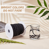 Polyester Braid Ribbon, with Plastic Spool, Flat Wave, Black, 1/8 inch(3mm), about 48~50.00 Yards/Roll