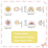 Sun & Rainbow Cloth Patches, Polyester Embroidery Appliques, Sewing Craft Decoration, Mixed Color, 36~48x47~58x1.5mm, 16pcs/set