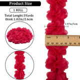 5 Yards Polyester Chiffon Lace Trim, 3D Flower Lace Ribbon for Costume Decoration, Deep Pink, 1-7/8~2 inch(49~51mm)
