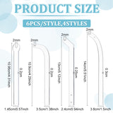 24Pcs 4 Styles Transparent Acrylic Earring Try-On Stick, Jewelry Earring Display Holder Try-Free Prop Tools for Earrings, Studs Showing, White, 9.95~14x1.45~3.8x0.2~0.3cm, 6pcs/style