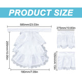 Lace Cloth Oversleeves, False Puff Sleeves, White, 275x105x1mm & 255x180x2mm