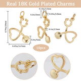 10Pcs Eco-Friendly Rack Plating Brass Pendants, Long-Lasting Plated, with Jump Rings, Lead Free & Cadmium Free, Stethoscope Charm, Real 18K Gold Plated, 20x16.5x2.5mm, Hole: 3.4mm