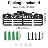 Fashion Iron Medal Hanger Holder Display Wall Rack, with Screws, Word Swimming, Sports Themed Pattern, 150x400mm