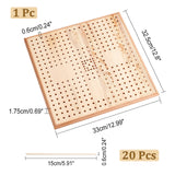 1Pc Wood Crochet Blocking Boards, Knitting Loom, with 20Pcs Round Wooden Sticks, BurlyWood, Board: 33x32.5x1.75cm, Hole: 6mm, Sticks: 15x0.6cm