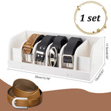 Folding Plastic Belt Organizer Holder with 5 Compartments, Belt Storage Display Stands for Closet, Drawer, Rectangle, White, Finish Product: 35x15x11.5cm