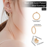 20Pcs Long-Lasting Plated Brass Ring Stud Earrings for Women, Golden, 10mm, Pin: 0.7mm