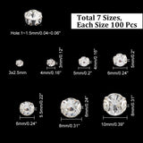 700Pcs 7 Style Sew on Rhinestone, Glass Crystal Rhinestone, Multi-Strand Links, with Brass Prong Setting, Platinum, 4~10x2.5~8mm, Hole: 1~1.5mm, 100pcs/style