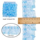 10M Polyester Ribbon, Wave Edge Ornamnent, Ruffle Lace Trimming, Costume Dress Accessories, Deep Sky Blue, 50x1mm