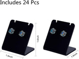 L-Shaped Organic Glass Earring Displays, Leaning Earring Stands, Rectangle, Black, 3.5x3.4x2.7cm