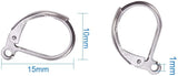 304 Stainless Steel Leverback Earring Findings, with Loop, Stainless Steel Color, 15x10x2mm, Hole: 1mm, 60pcs/box