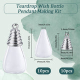 DIY Teardrop Wish Bottle Pendant Making Kit, Including Transparent Blown Glass Globe Pendants, Iron Pendant Bail, Clear, 20Pcs/box