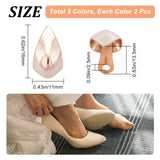 6Pcs 3 Colors Iron Toe Cap Covers, Toe Protectors, for Pointed Toe High-Heeled Shoes, Mixed Color, 16x11x13.5mm, Hole: 2.5mm, 2pcs/color