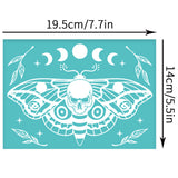 Self-Adhesive Silk Screen Printing Stencil, for Painting on Wood, DIY Decoration T-Shirt Fabric, Turquoise, Moon Phase Pattern, 195x140mm