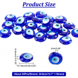 Handmade Evil Eye Lampwork Beads Strands, Flat Round, Blue, 15~16x8~9mm, Hole: 2mm, about 24pcs/strand, 13.70''(34.8cm)