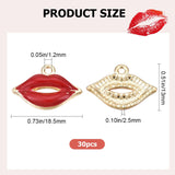 Alloy Enamel Pendants, Makeup Pendants, Lip, Platinum, 13x18.5x2.5mm, Hole: 1.2mm, 30pcs/box