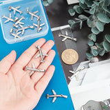 12Pcs 201 Stainless Steel Pendants, Plane, Stainless Steel Color, 25.5x20.5x2.5mm, Hole: 3.5x6.5mm