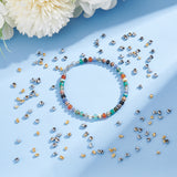 160Pcs 2 Style 304 Stainless Steel Crimp Beads Cover, Platinum & Golden, 3~4x2~3x1.5~3mm, 80pcs/style