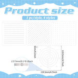 Acrylic Embroidery Tool, Drawing Line Template, Round, 119.5x119.5x2.5~3mm, 4pcs/set
