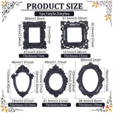 5Pcs 5 Styles Resin Embossed Photo Frames, for Jewelry Photography Photo Frame Decor Accessories, Mixed Shapes, 90~122x87~101x7~13mm, Inner Diameter: 51~79mm, 1pc/style