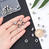 304 Stainless Steel European Beads, Large Hole Beads, Column, Stainless Steel Color, 8x8mm, Hole: 4mm, 30pcs/box