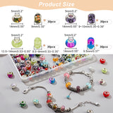 120Pcs 4 Style Resin & Acrylic European Beads, Large Hole Beads, with Silver Color Plated Brass Double Cores, Rondelle, Mixed Color, 13.5~14x8.5~10mm, 30pcs/style