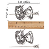 Viking Alloy Hair Clip with Hair Sticks, for Long Hair Slide Irish Hair Accessories, Dragon Pattern, 48x58x6mm, Bar: 94x12.5x4.5mm