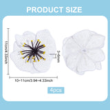 3D Flower Sequin Patches, Glittered Beaded Appliques, with Polyester, Costume Accessories, White, 110x100~110x3~6mm