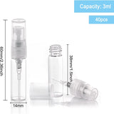 40Pcs Glass Spray Bottle, with PP Plastic Lid, for Essential Oil, Perfume, Clear, 60x14mm, Capacity: 3ml