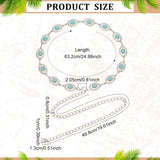 Synthetic Turquoise Oval Link Chain Waist Belts, Alloy Chain Belt for Shirt Skirt Dress Overcoat, Platinum, 24-7/8 inch(63.2cm)