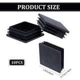 Square Plastic Chair Plugs, Anti Slip Furniture Support Pads, for Noise Reducing, Black, 50x50x18mm, Inner Diameter: 41x41mm
