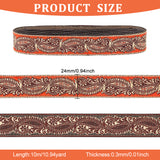Ethnic Style Embroidery Polyester Ribbons, Garment Accessories, Floral Pattern, Orange Red, 1 inch(24mm)