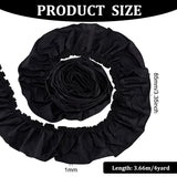 4 Yards Cotton Pleated Ribbon, Wave Edge Ribbon, Clothes Accessories, Black, 3-3/8 inch(85mm)