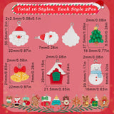 32Pcs 16 Styles Opaque Resin Pendants, Christmas Charms, with Platinum Tone Iron Loops, Santa Claus & Reindeer & Gingerbread Man & Elk, Mixed Shapes, Mixed Color, 21~31x9.5~24.5x3.5~17mm, Hole: 2~2.7mm, 2pcs/style