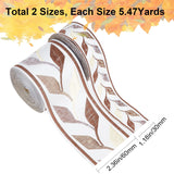 10M 2 Styles Embroidery Polyester Ribbon, Leaf Pattern, for Gift Bouquet Wrapping, Beige, 1-1/8~2-3/8 inch(30~60mm), 5m/style