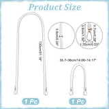 2Pcs 2 Style PU Leather Bag Handles, with Alloy Snap Clasp, White, 357~1300mm, 1pc/style