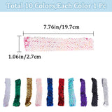 10Pcs 10 Color Wide Stretch Sparkling Polyester Headband, Elastic Sequin Headband, Hair Accessories for Girls, Mixed Color, 197x27x1.4mm, 1pc/color