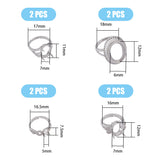 8Pcs 4 Style Adjustable Brass Finger Ring Components, Pad Ring Settings, 4 Claw Prong Settings, Platinum, Tray: 7.5~16x5~12mm, Inner Diameter: 16~18mm, 2Pcs/style