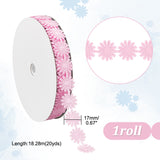 20 Yards Flower Polyester Ribbons, for Gift Packaging, Pearl Pink, 5/8 inch(17mm), about 20yards/roll(18.288m/roll), roll: about 90x17mm, 1 roll/set
