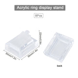 8Pcs Square Acrylic Ring Displays, Clear, 3.6x3x2.2cm, 8pcs/bag